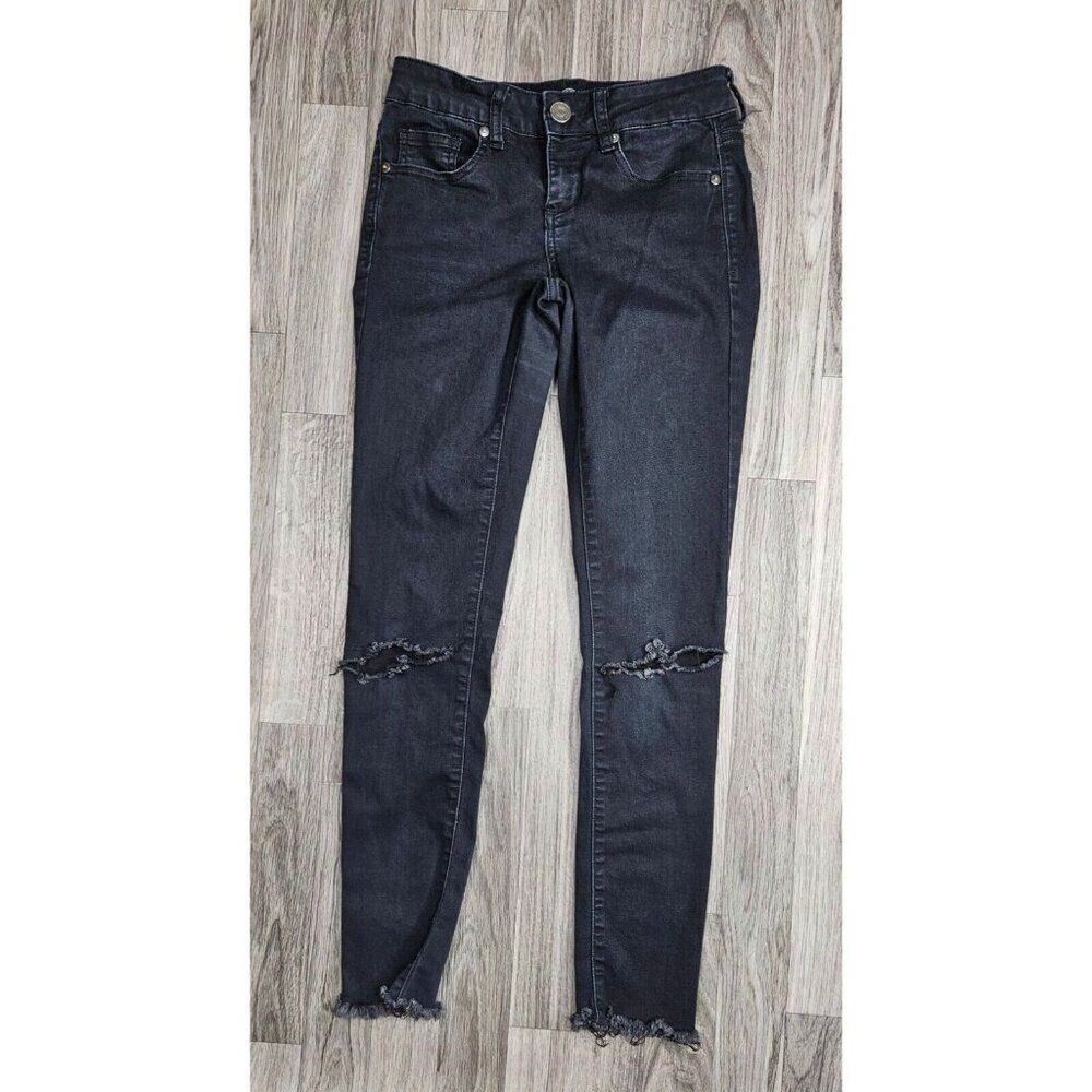 (3/$35) SO Juniors Size 3 Pockets‎ Distressed Skinny Black Denim Jeans Jeggings